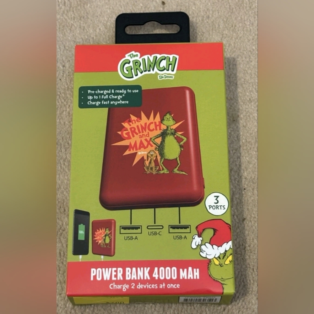 New Grinch Power Bank 4000 mAh - Red